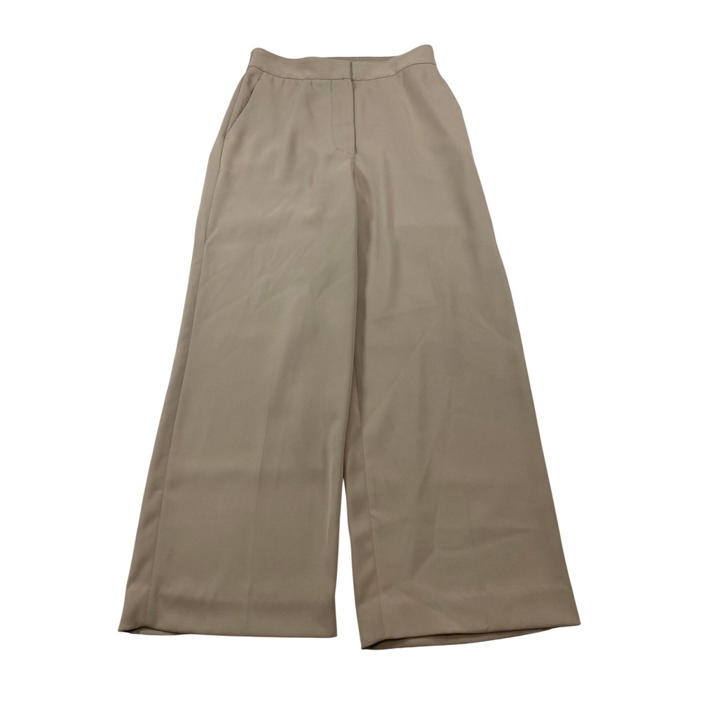Quince Womens Wide Leg High Rise Trousers Taupe Tan Elastic Back Size 6